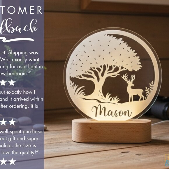 Deer Night Light – Personalized Gift for Kids & Nature Lovers - Picture 7 of 8